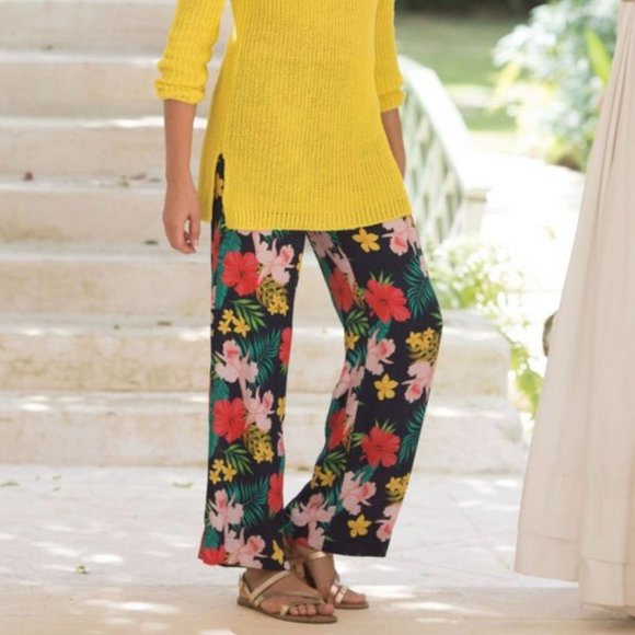 Soft Surroundings‎ Woman's Sz S Everglade Pants Bright Tropical Florals - Picture 1 of 9